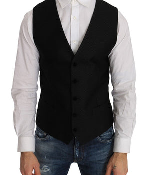 Dolce & Gabbana Elegant Polka Dot Black Dress Vest Dolce & Gabbana 