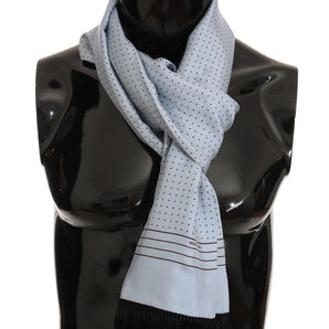 Dolce &amp; Gabbana Elegant Blue Silk Polka Dot Men's Scarf