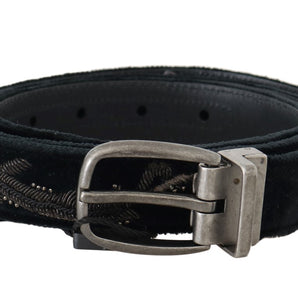 Dolce &amp; Gabbana Elegant Black Cotton-Leather Men's Belt