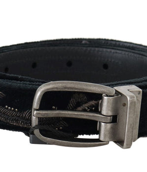 Dolce & Gabbana Elegant Black Cotton-Leather Men's Belt Dolce & Gabbana 