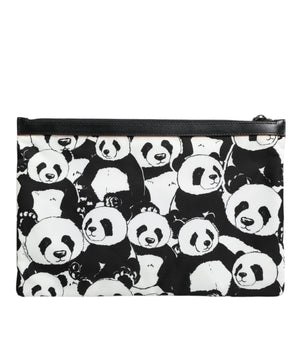 Dolce &amp; Gabbana Black White Panda Pattern Clutch Pouch Bag