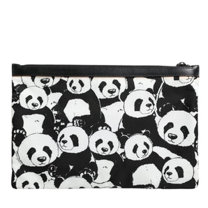 Bolso de mano tipo sobre con estampado de panda en blanco y negro de Dolce &amp; Gabbana