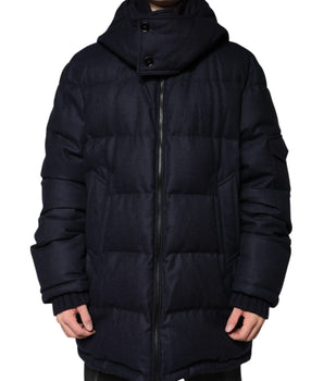 Dolce &amp; Gabbana Black Nylon Hooded Puffer Men Coat Jacket