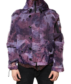 Dolce &amp; Gabbana Purple Camouflage Hooded Men Blouson Jacket