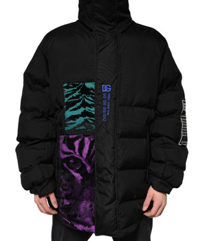 Dolce &amp; Gabbana Black Nylon Puffer Men Full Zip Jacket