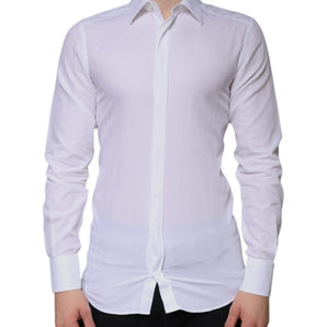 Dolce & Gabbana White Cotton Formal Men GOLD Dress Shirt