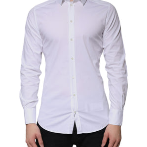 Dolce & Gabbana White Cotton Formal Men GOLD Dress Shirt