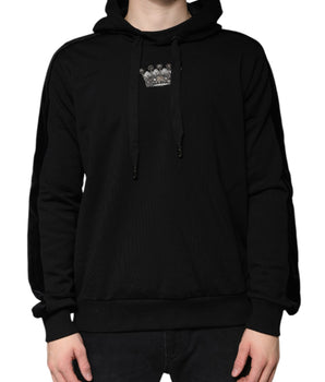 Dolce &amp; Gabbana Black Crown Cotton Hooded Sweatshirt Sweater