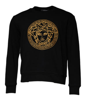 Versace Black Medusa Off Shoulder Neck Pullover Sweater