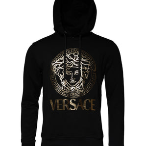 Sudadera con capucha y cuello redondo de algodón Medusa negra de Versace