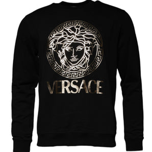 Versace Black Medusa Fleece Men Crew Neck Sweatshirt Sweater