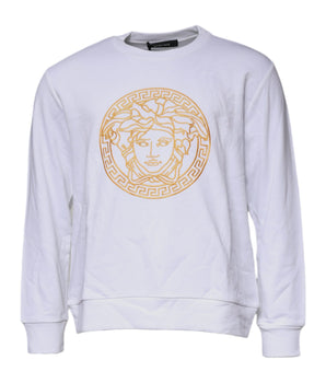 Versace White Medusa Off Shoulder Neck Pullover Sweater