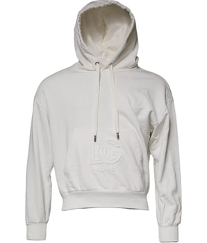 Dolce &amp; Gabbana White Logo Hooded Pullover Men Sweatshirt Sweater