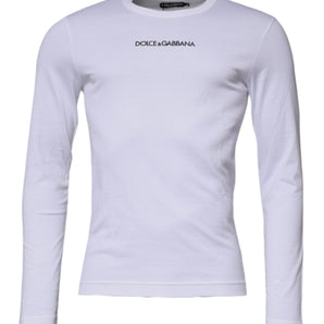 Suéter de algodón con cuello redondo y logotipo blanco de Dolce &amp; Gabbana