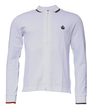 Dolce &amp; Gabbana White Crown Men Full Zip Sweatshirt Sweater