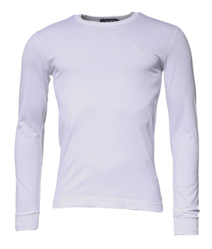 Dolce &amp; Gabbana White Crown Crew Neck Cotton Pullover Sweater