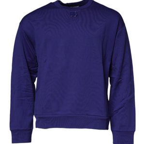 Suéter de cuello redondo de algodón azul Dolce &amp; Gabbana para hombre