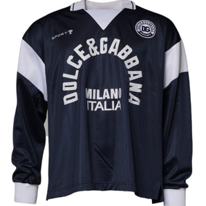 Suéter con cuello de jersey y logotipo azul de Dolce &amp; Gabbana