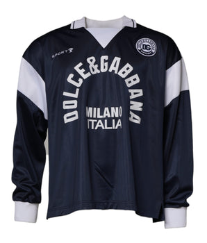 Suéter con cuello de jersey y logotipo azul de Dolce &amp; Gabbana