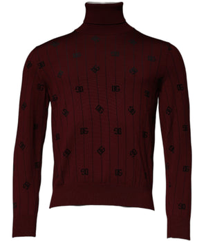 Suéter de cuello alto con monograma en color granate de Dolce &amp; Gabbana