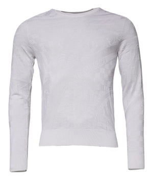 Dolce &amp; Gabbana White Silk Crew Neck Men Pullover Sweater