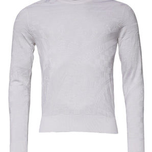 Suéter de cuello redondo de seda blanca para hombre de Dolce &amp; Gabbana