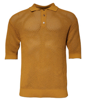 Camiseta de manga corta con cuello perforado en marrón de Dolce &amp; Gabbana