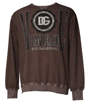 Suéter de cuello redondo con estampado de logotipo marrón de Dolce &amp; Gabbana