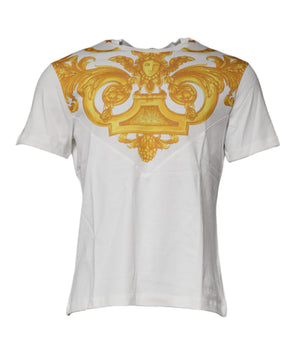 Versace White Medusa Print Cotton Crew Neck T-Shirt