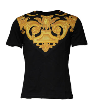 Versace Black Medusa Print Cotton Crew Neck T-Shirt