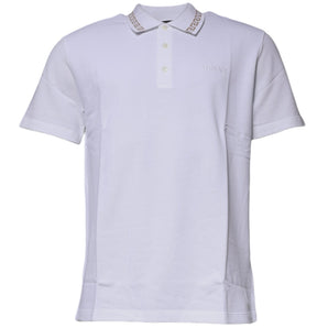 Camiseta tipo polo de manga corta con cuello de viscosa blanca para hombre de Versace