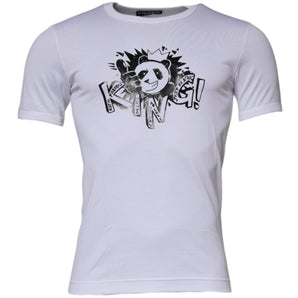 Dolce & Gabbana White Panda King Cotton Crew Neck T-shirt