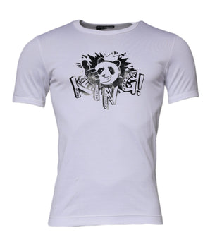 Dolce &amp; Gabbana White Panda King Cotton Crew Neck T-shirt