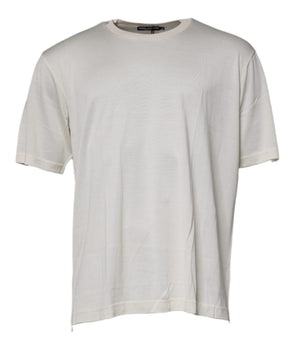 Camiseta de manga corta con cuello redondo y seda en tono blanco roto de Dolce &amp; Gabbana