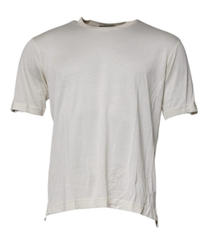 Camiseta de manga corta con cuello redondo y seda en tono blanco roto de Dolce &amp; Gabbana