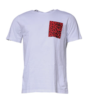 Dolce &amp; Gabbana White Red Leopard Cotton Crew Neck T-shirt