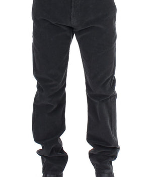 GF Ferre Elegant Black Cotton Corduroy Pants GF Ferre 