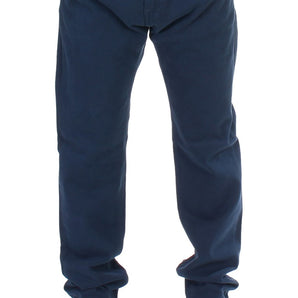 GF Ferre Elegant Blue Cotton Stretch Chinos