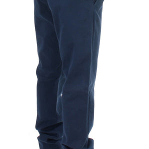 GF Ferre Elegant Blue Cotton Stretch Chinos