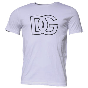 Dolce & Gabbana White DG Logo Cotton Crew Neck T-shirt