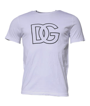 Dolce &amp; Gabbana White DG Logo Cotton Crew Neck T-shirt
