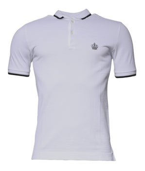 Camiseta polo con cuello de corona de algodón blanco de Dolce &amp; Gabbana