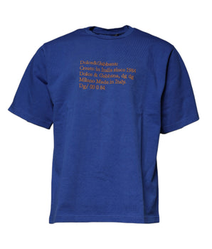 Dolce &amp; Gabbana Blue Graphic Print Cotton Crew Neck T-shirt