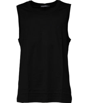 Dolce &amp; Gabbana Black Cotton Round Neck Sleeveless T-shirt