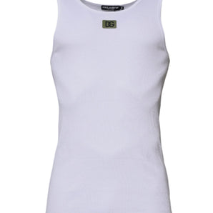 Dolce &amp; Gabbana White Cotton Round Neck Sleeveless T-shirt