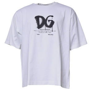 Dolce &amp; Gabbana White DG Logo Cotton Crew Neck T-shirt