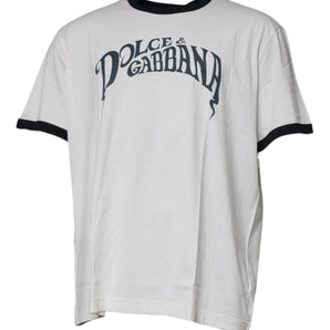 Dolce &amp; Gabbana White Graphic Print Cotton Crew Neck T-shirt