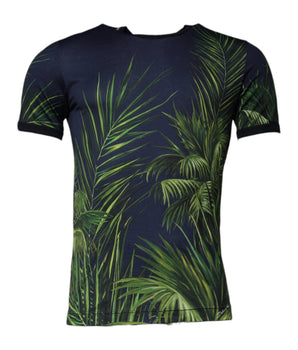 Dolce &amp; Gabbana Blue Tree Print CrewNeck Short Sleeve T-shirt