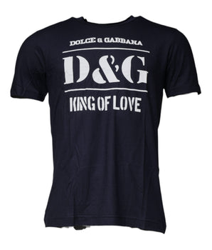 Dolce & Gabbana Blue D&G King Of Love Cotton Crew Neck T-shirt
