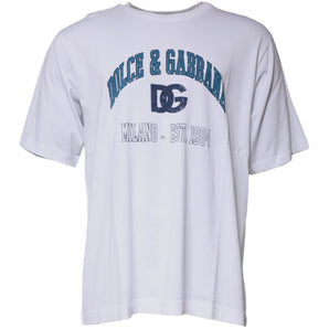 Dolce &amp; Gabbana White DG Milano Cotton Crew Neck T-shirt